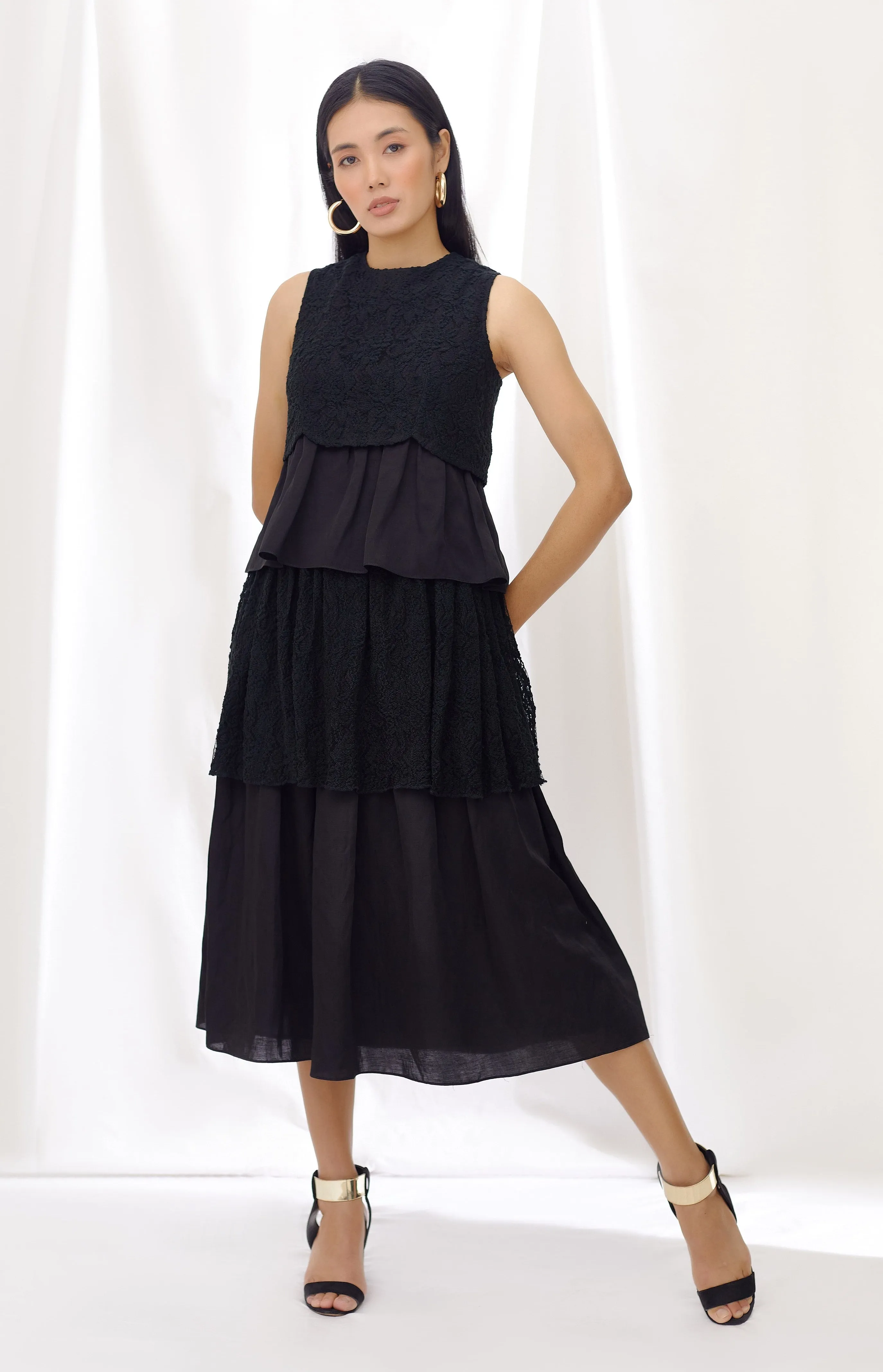 Midnight Peplum Top And Skirt Set