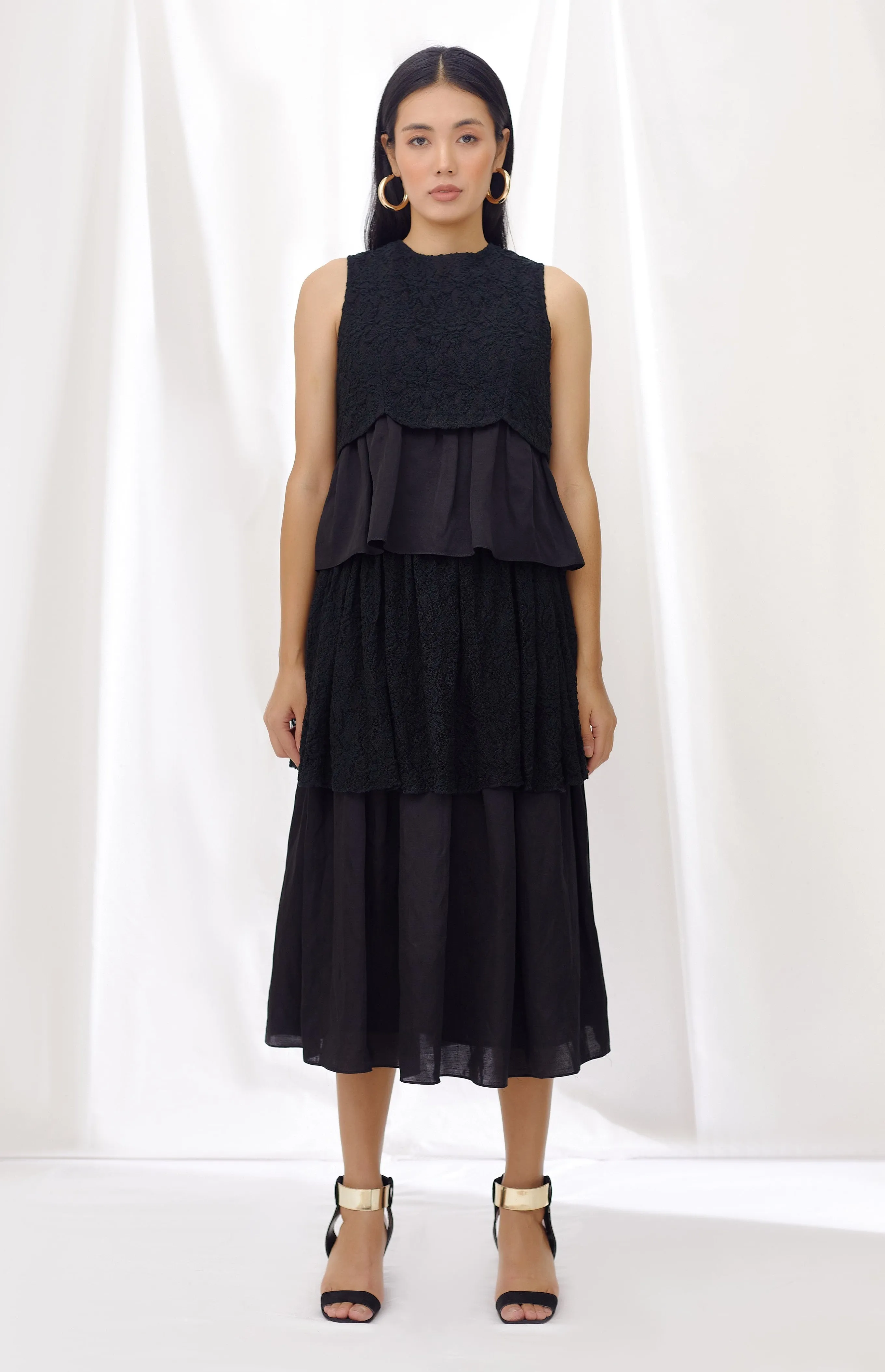 Midnight Peplum Top And Skirt Set