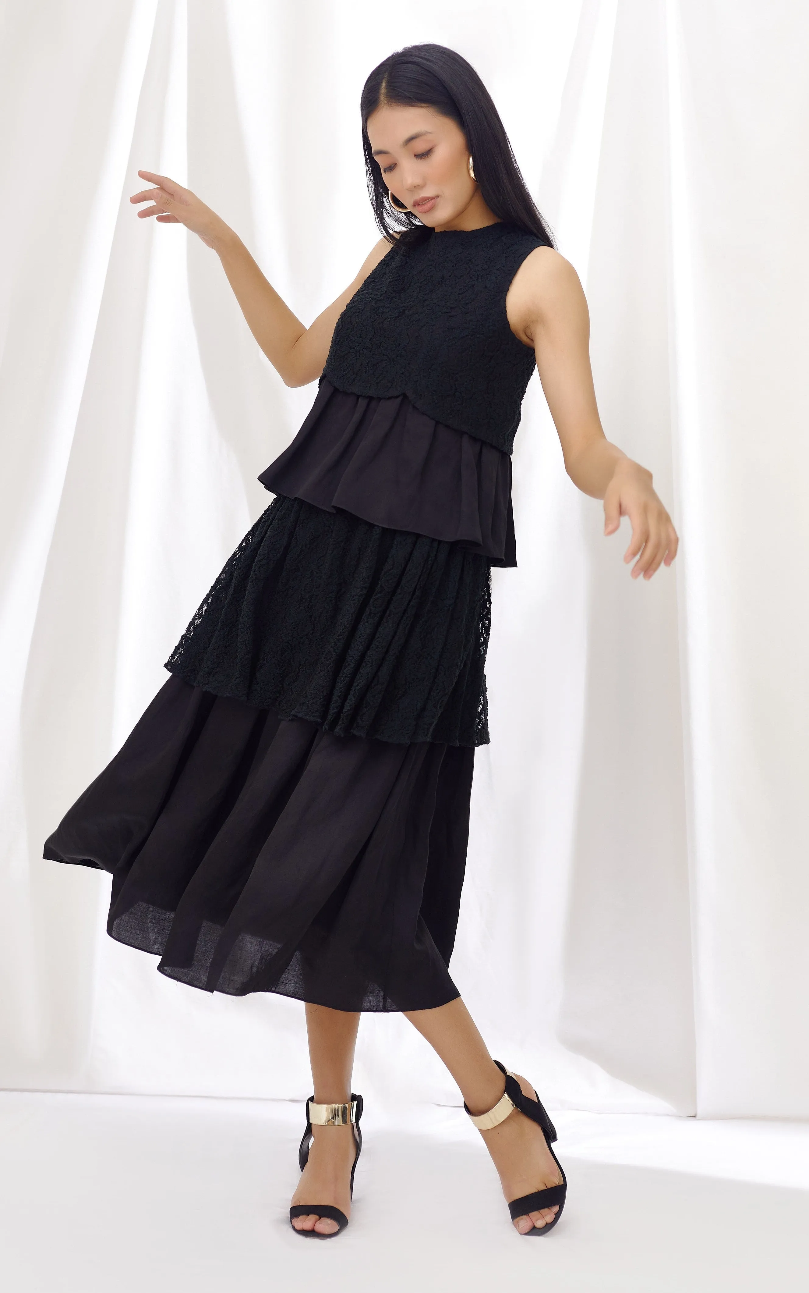 Midnight Peplum Top And Skirt Set