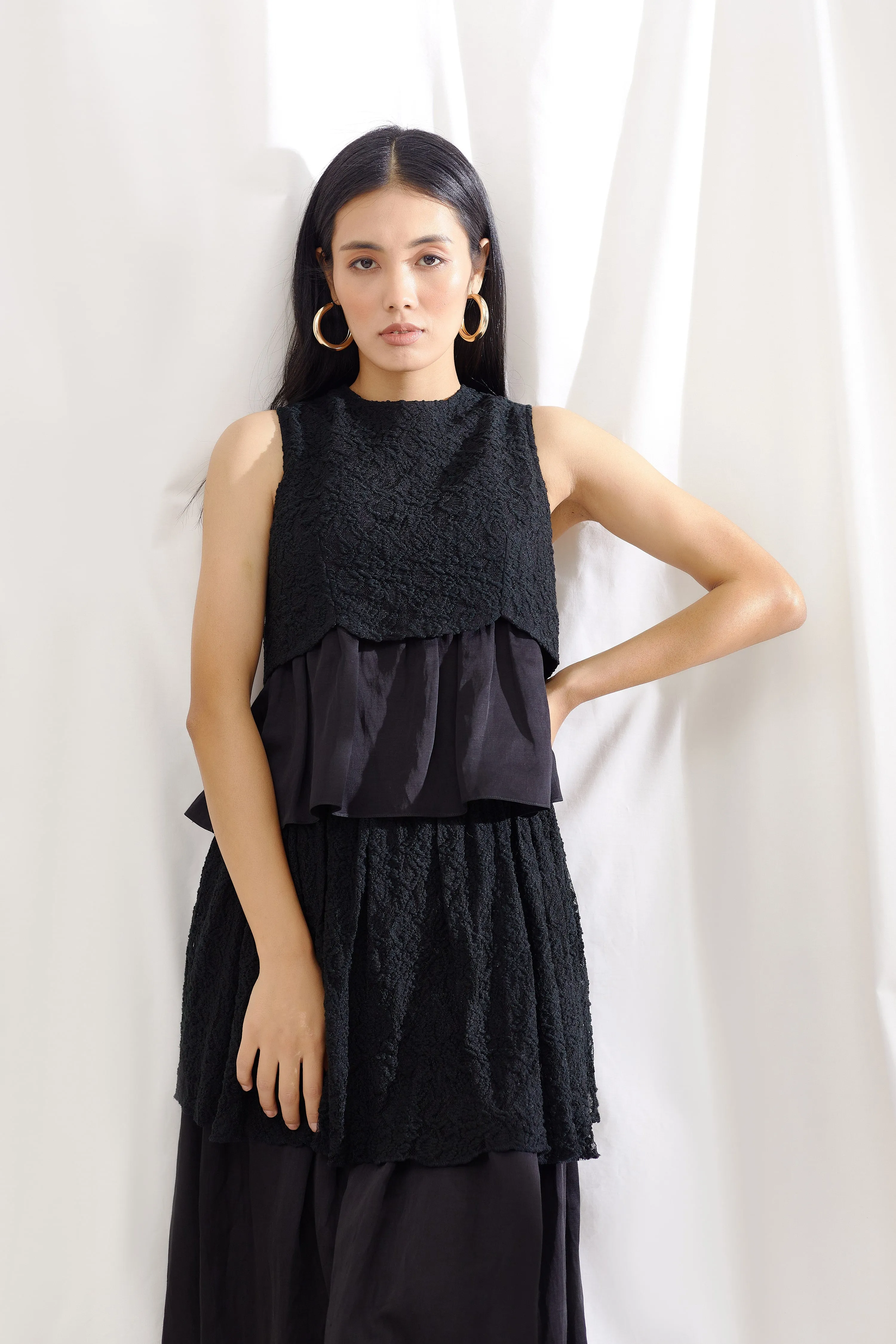 Midnight Peplum Top And Skirt Set