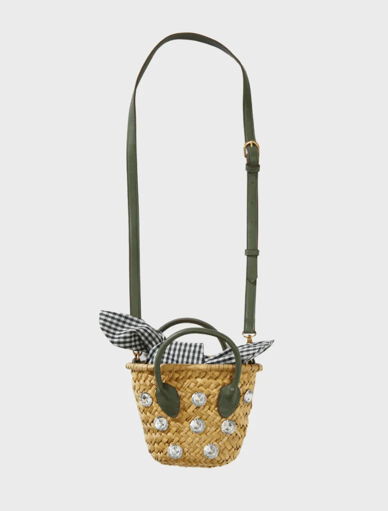 Mini Straw Tote - Green