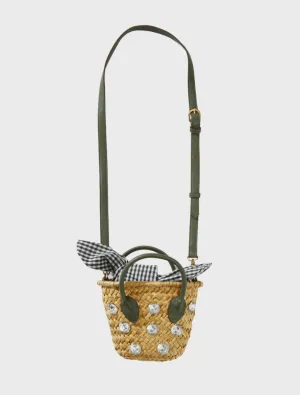 Mini Straw Tote - Green