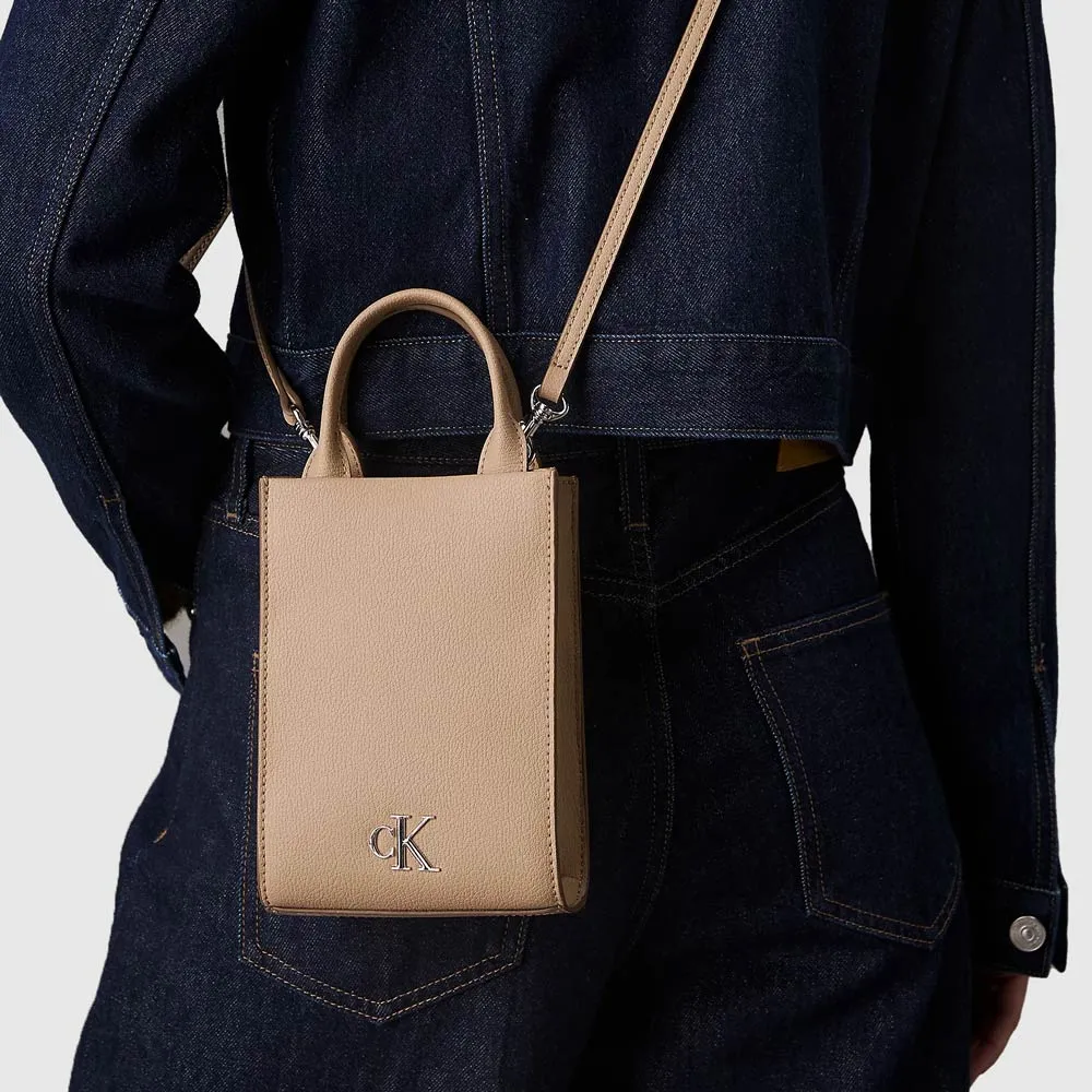 Minimal Monogram Tote Bag - Beige