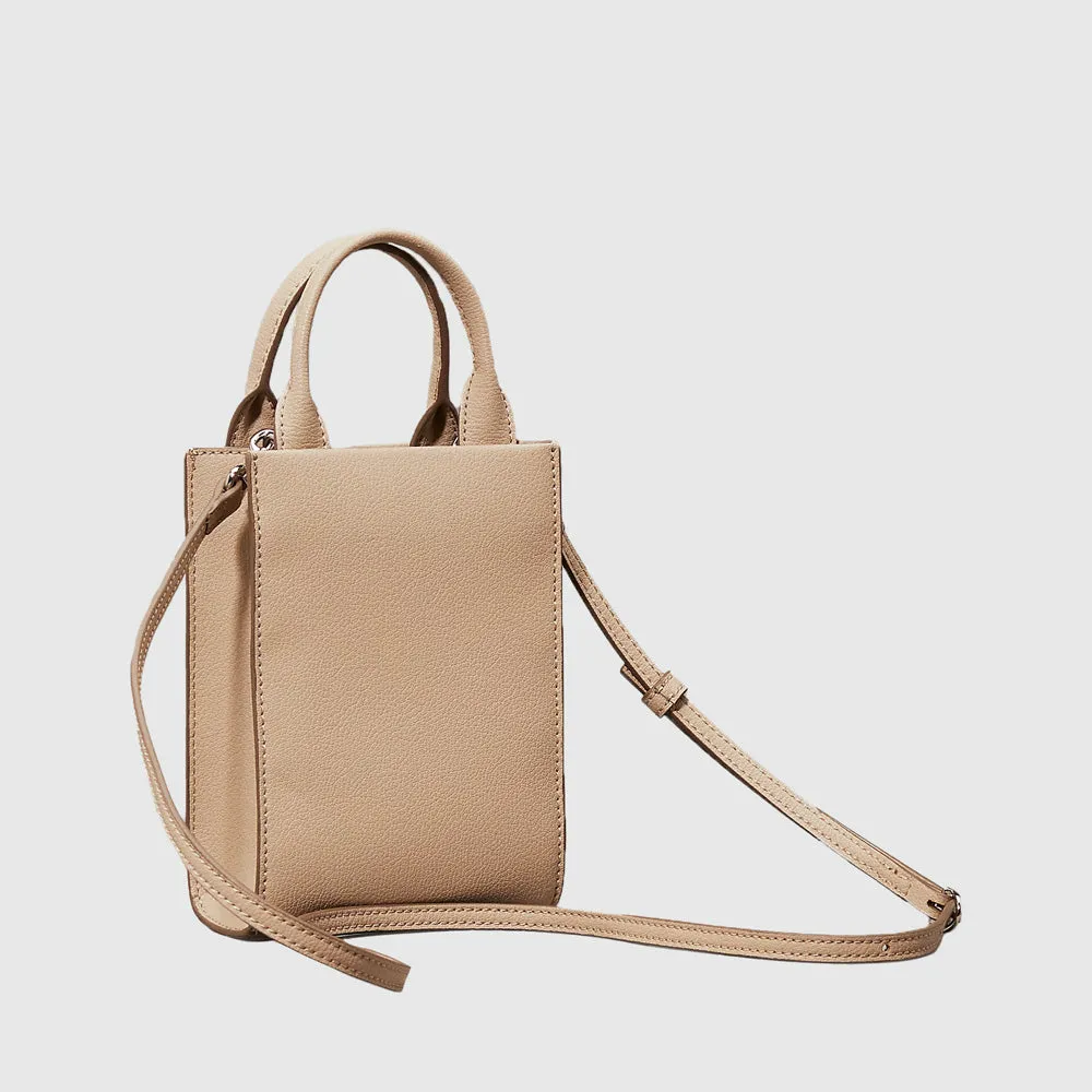 Minimal Monogram Tote Bag - Beige