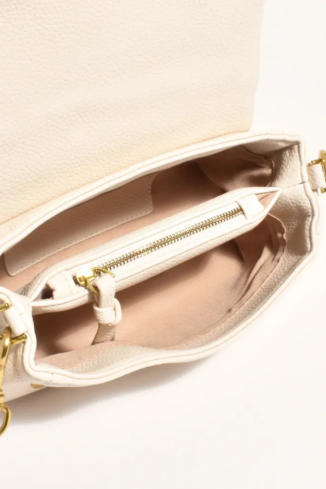 Minnie Foldover Chain Handbag - Cream