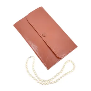 Modernist Choker Japanese Saltwater Cultured Akoya Pearl Necklace Original Leather Case- 14K White Gold 15.50 Inch