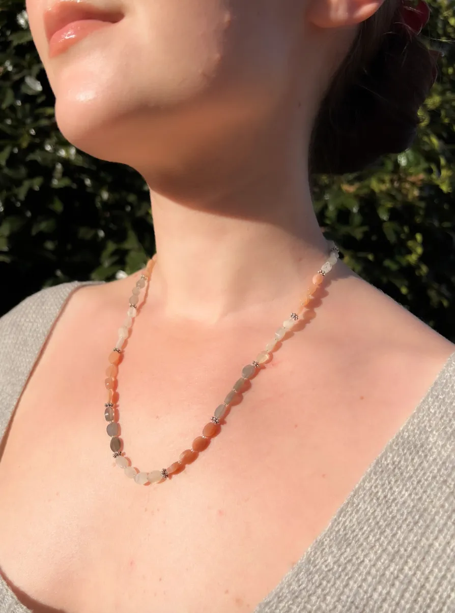 Moonstone Necklace with Silver Accents