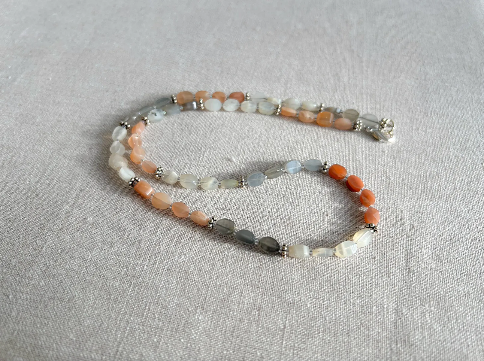 Moonstone Necklace with Silver Accents