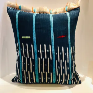Mud Cloth Faded Indigo   Blue Pillow 22”x22”