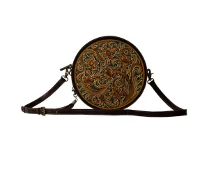 Myra Bag Magnolia Morn Hand-Tooled Round Bag