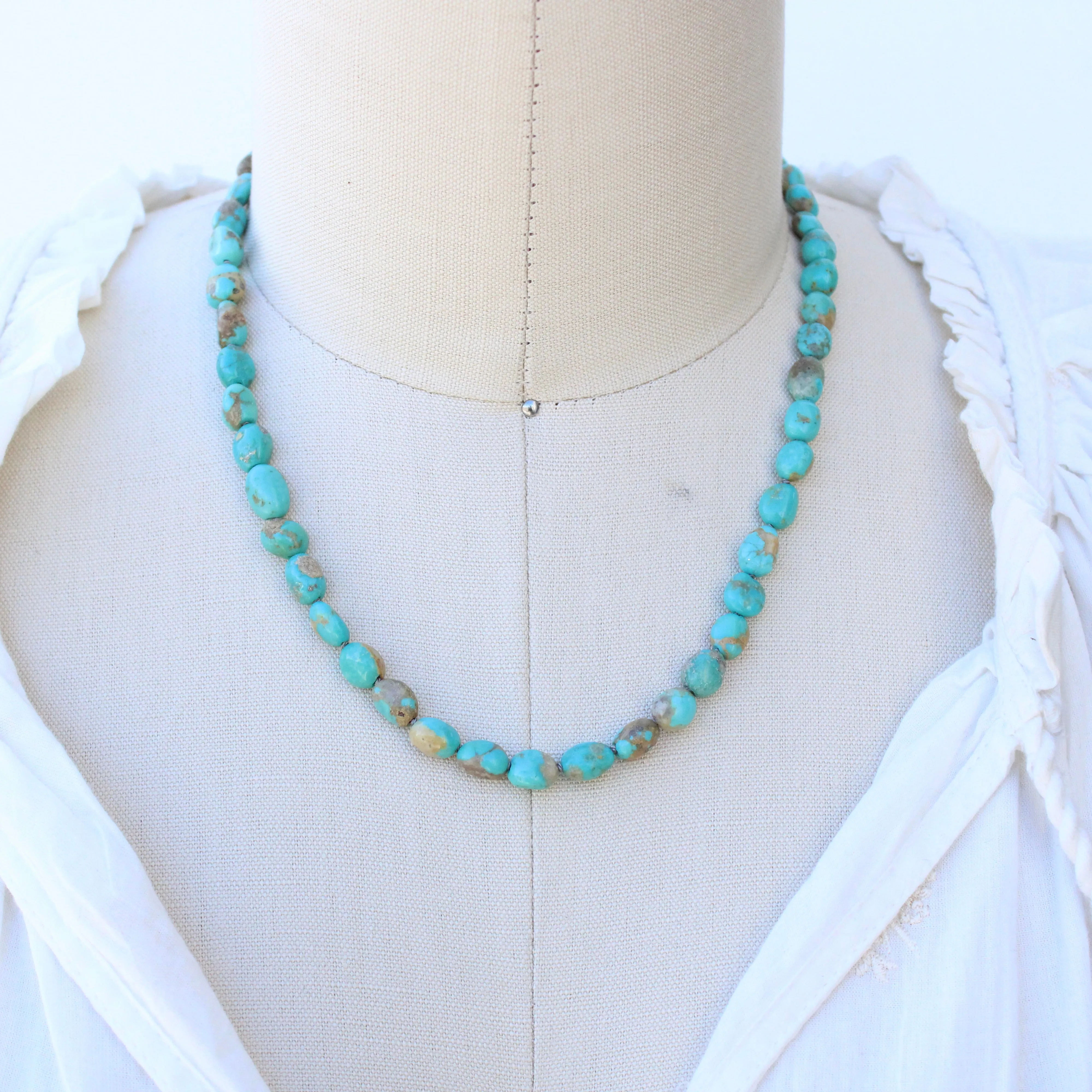 Natural Campitos Turquoise on Hand Knotted silk