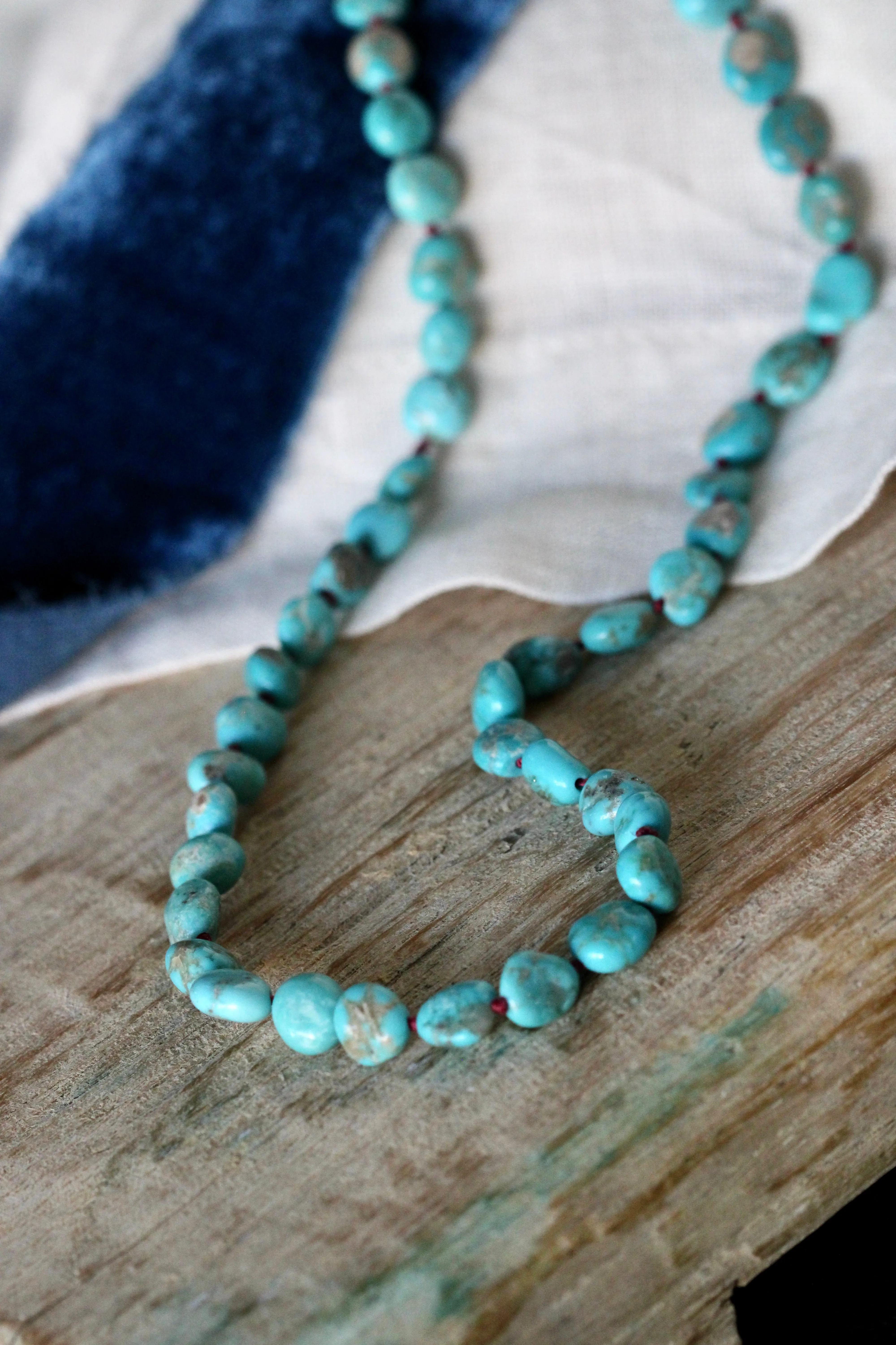 Natural Campitos Turquoise on Hand Knotted silk