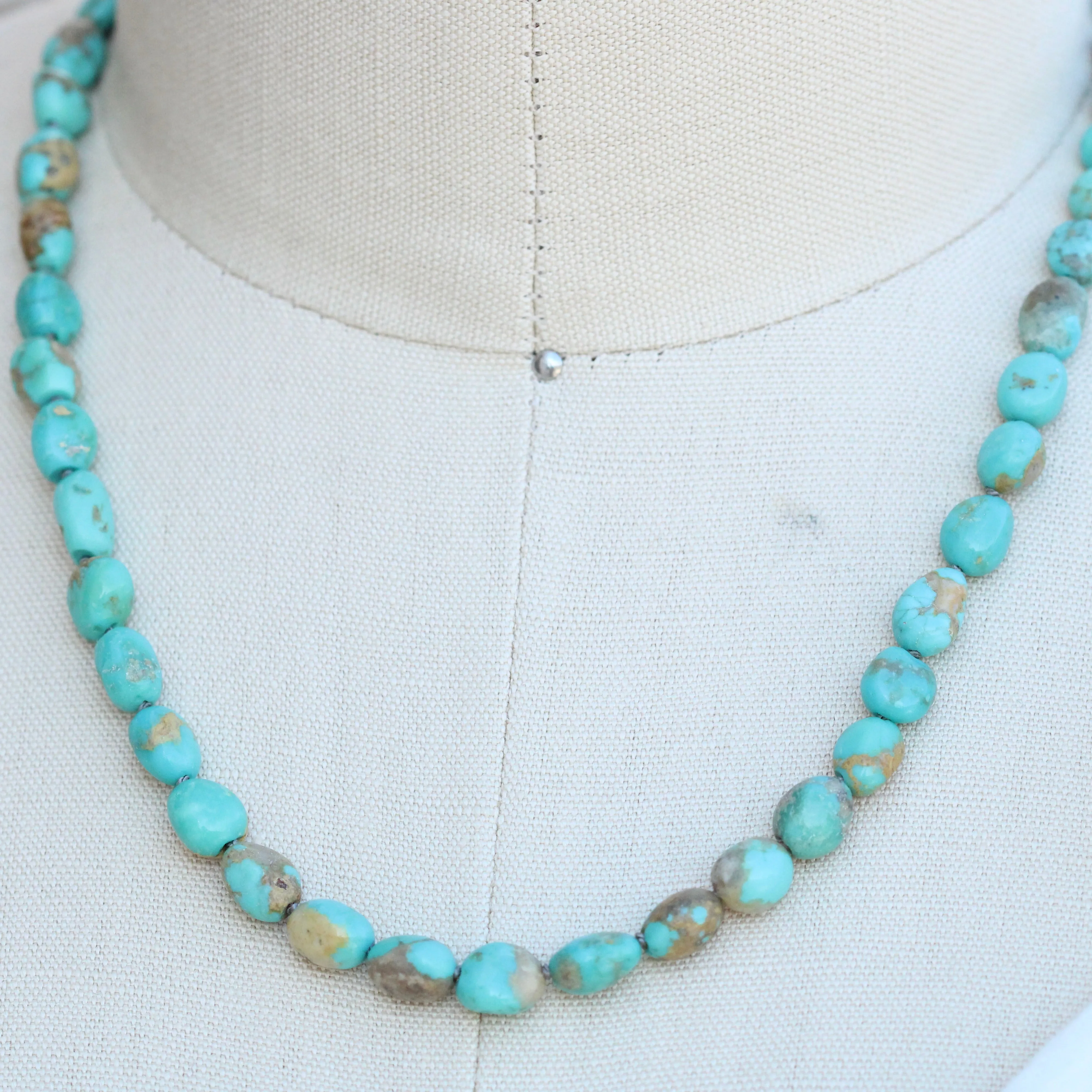 Natural Campitos Turquoise on Hand Knotted silk