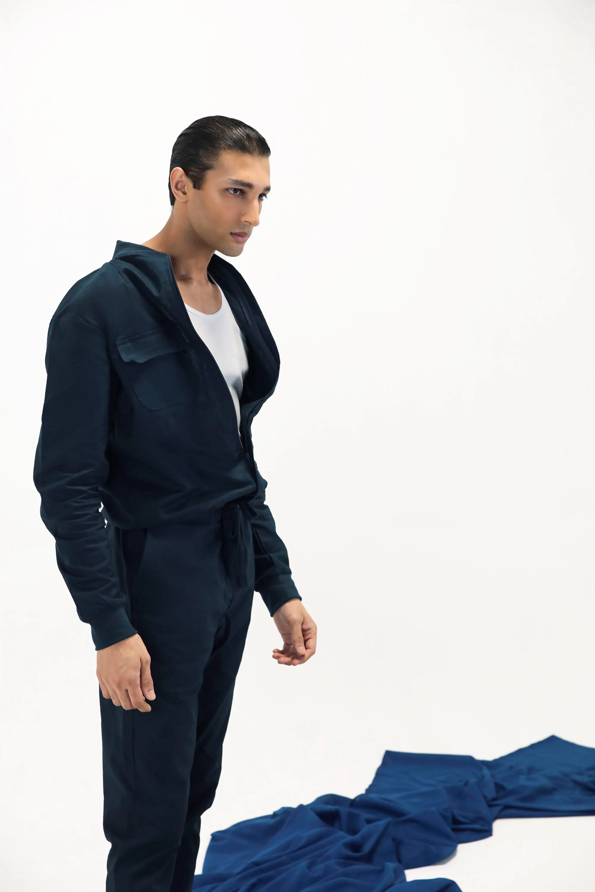 Navy Blue Irish Linen Jumpsuit