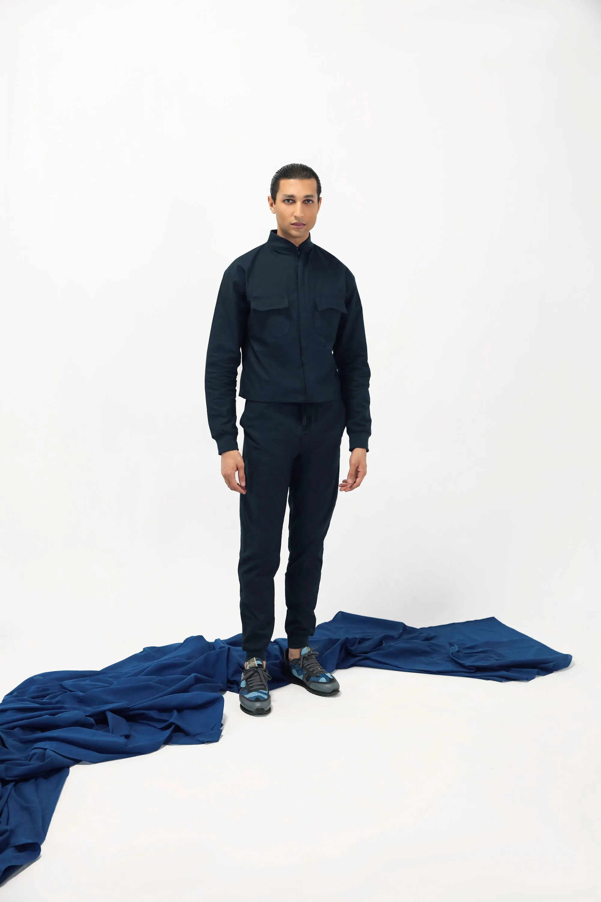 Navy Blue Irish Linen Jumpsuit