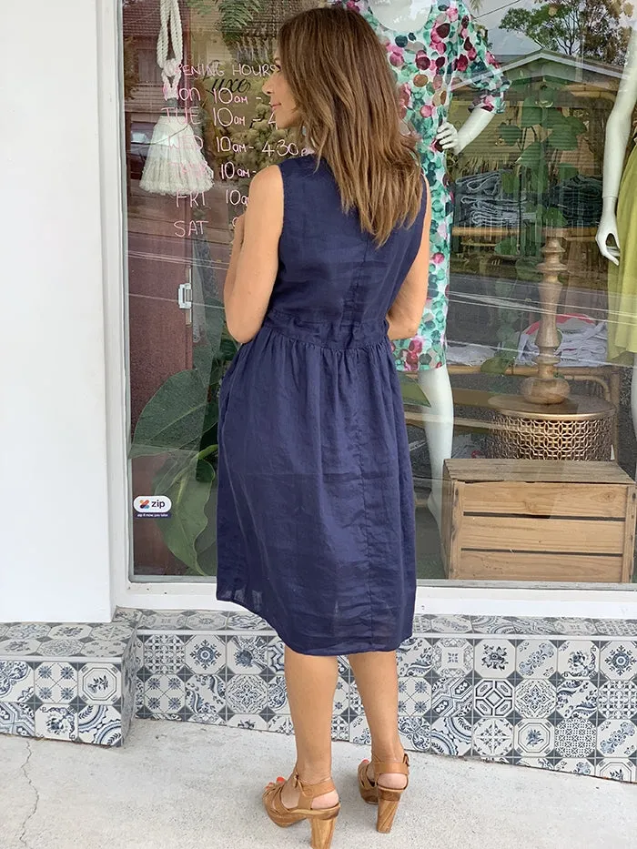 Navy Linen Dress