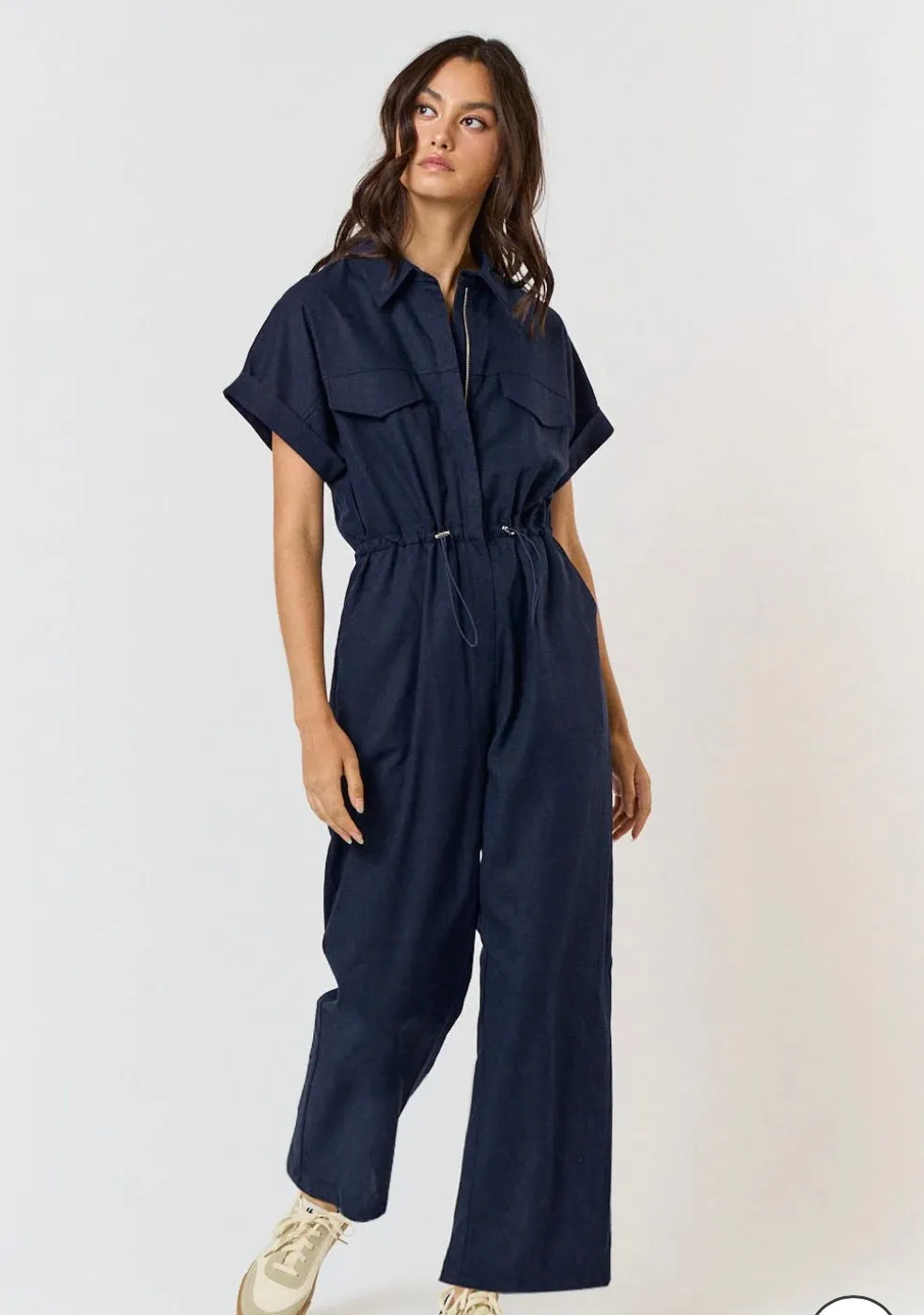 Navy Linen Jumpsuit
