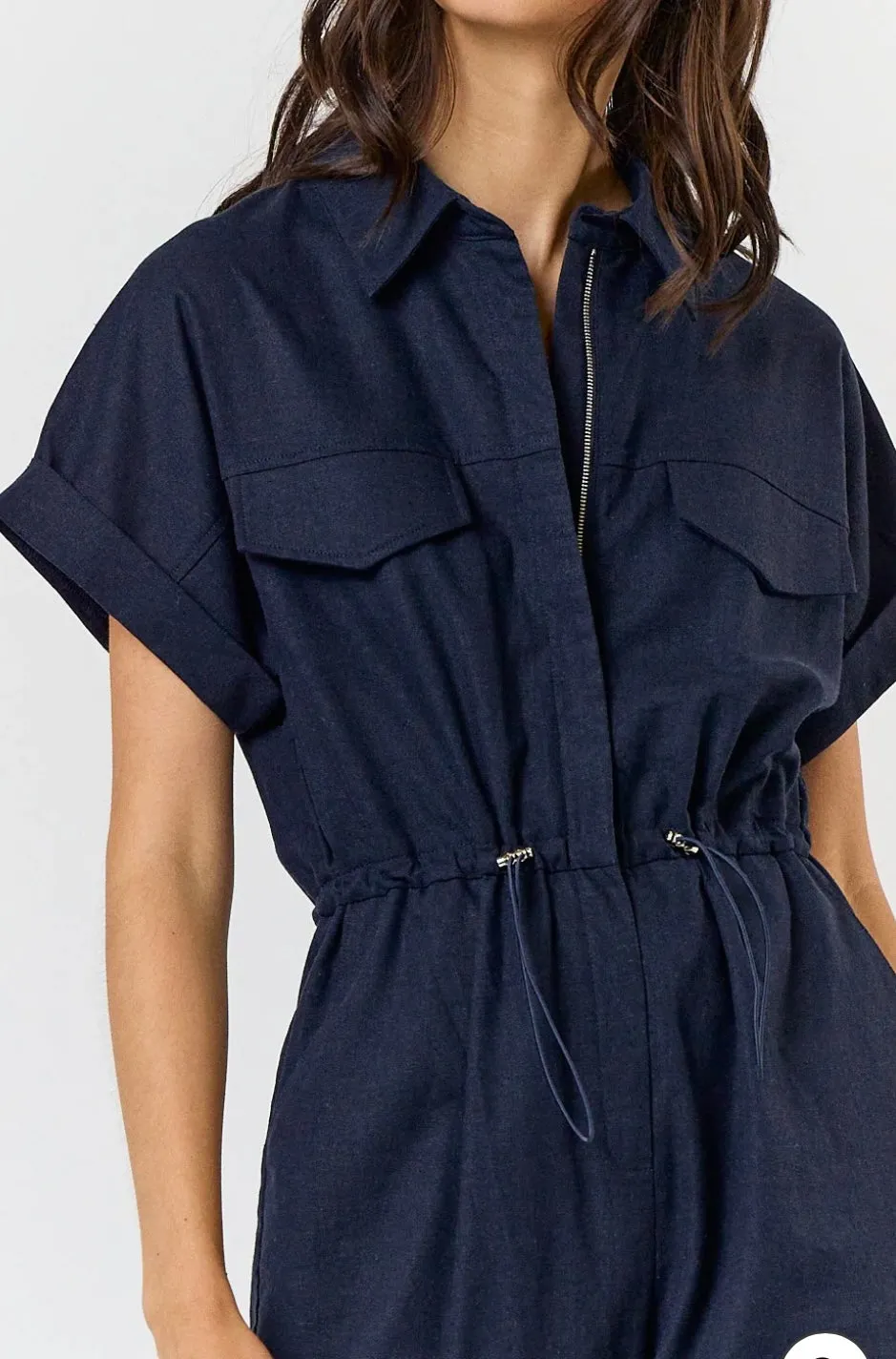 Navy Linen Jumpsuit