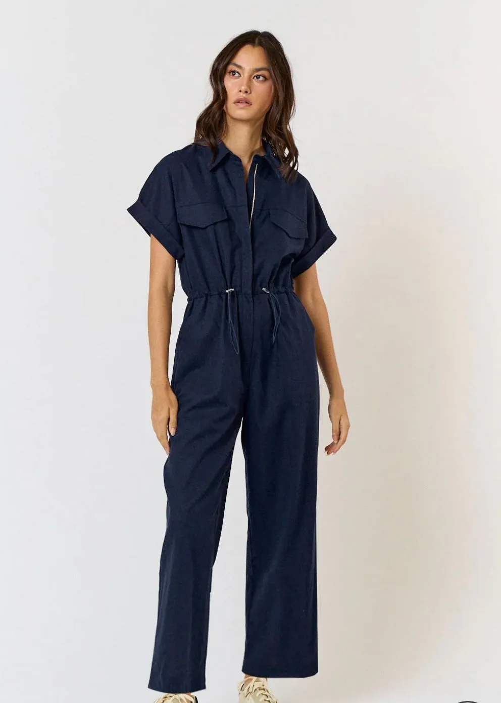 Navy Linen Jumpsuit
