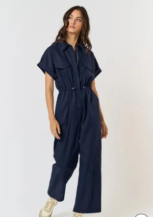 Navy Linen Jumpsuit