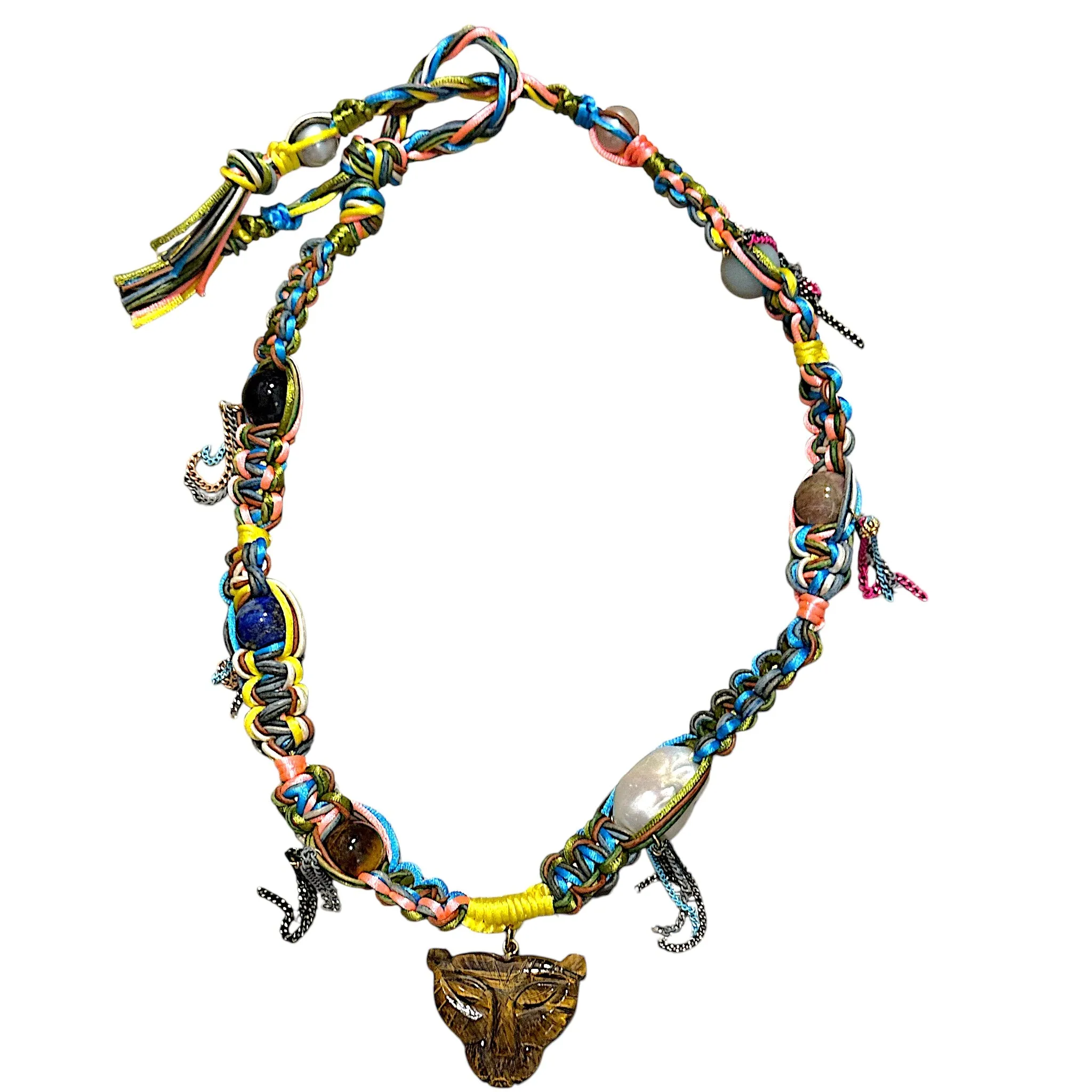 Neon Brown Tiger Rocker Necklace