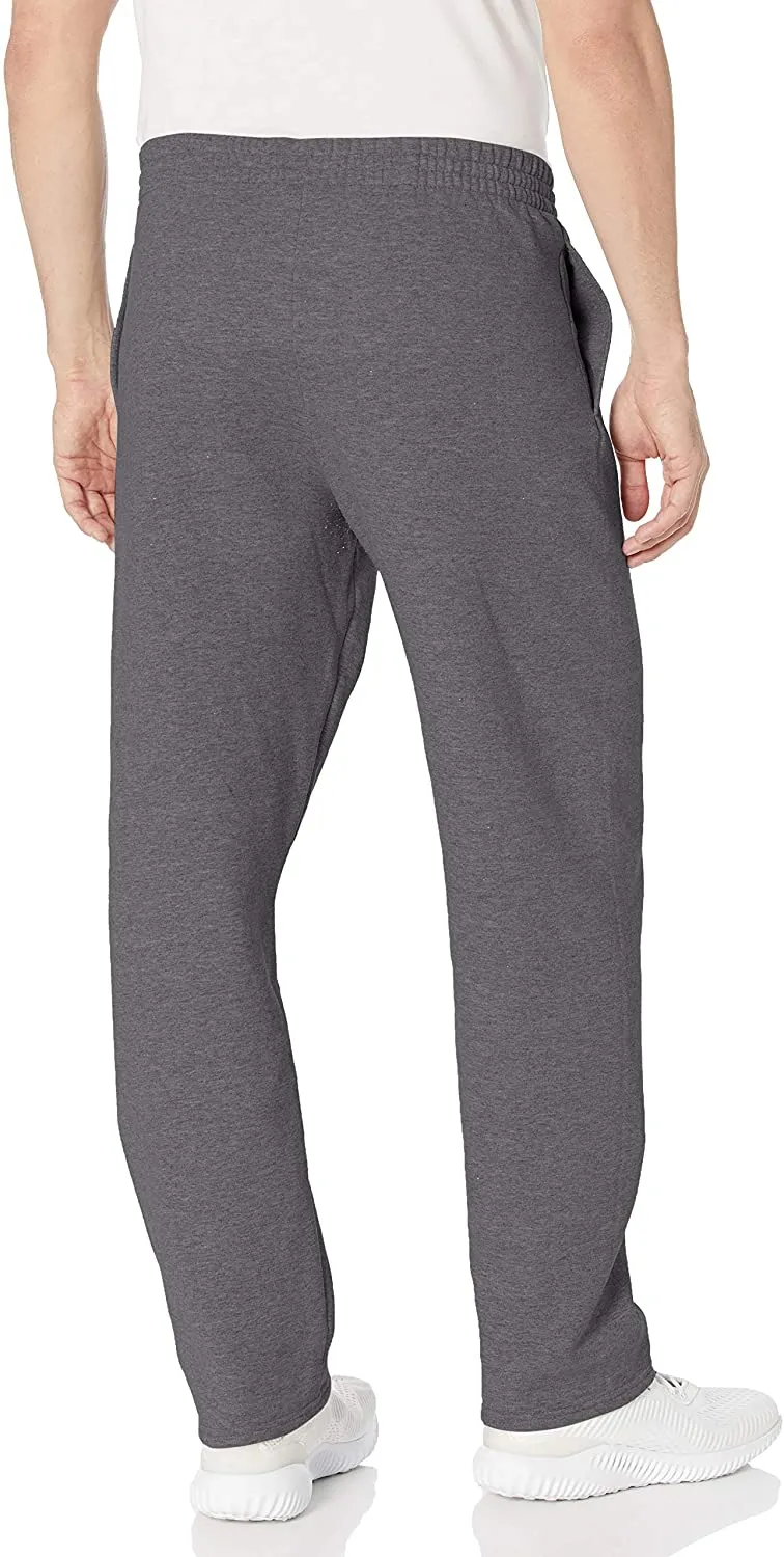 New Fruit Of The Loom Men's Sofspun Open Bottom Sweatpants with pockets in Grey, Sz M!