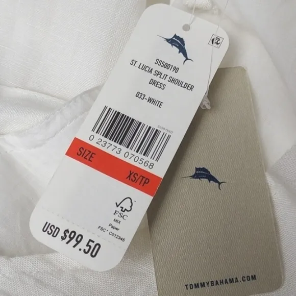 NEW Tommy Bahama St. Lucia Split-Shoulder Coverup Dress White Linen XS