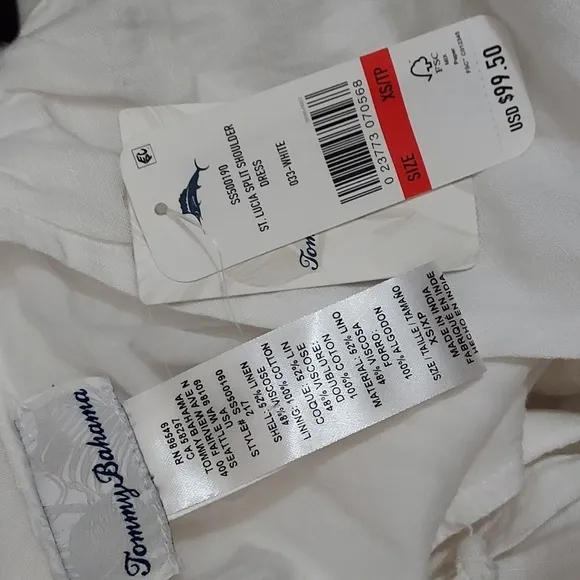 NEW Tommy Bahama St. Lucia Split-Shoulder Coverup Dress White Linen XS