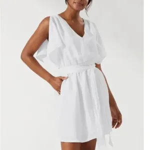 NEW Tommy Bahama St. Lucia Split-Shoulder Coverup Dress White Linen XS