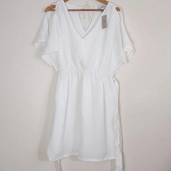 NEW Tommy Bahama St. Lucia Split-Shoulder Coverup Dress White Linen XS