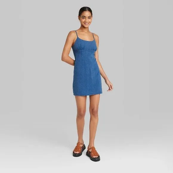 New Wild Fable Sleeveless Woven Bodycon Blue Dress Sz XL