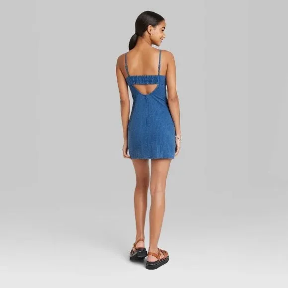 New Wild Fable Sleeveless Woven Bodycon Blue Dress Sz XL