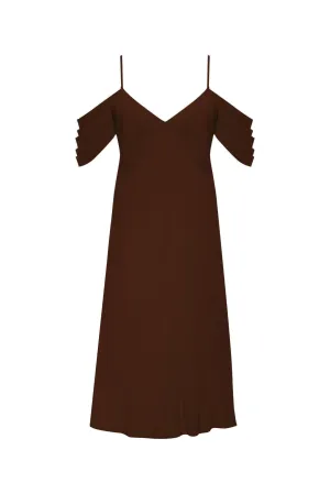 Noa Mid Length Slip Dress Dark Chocolate
