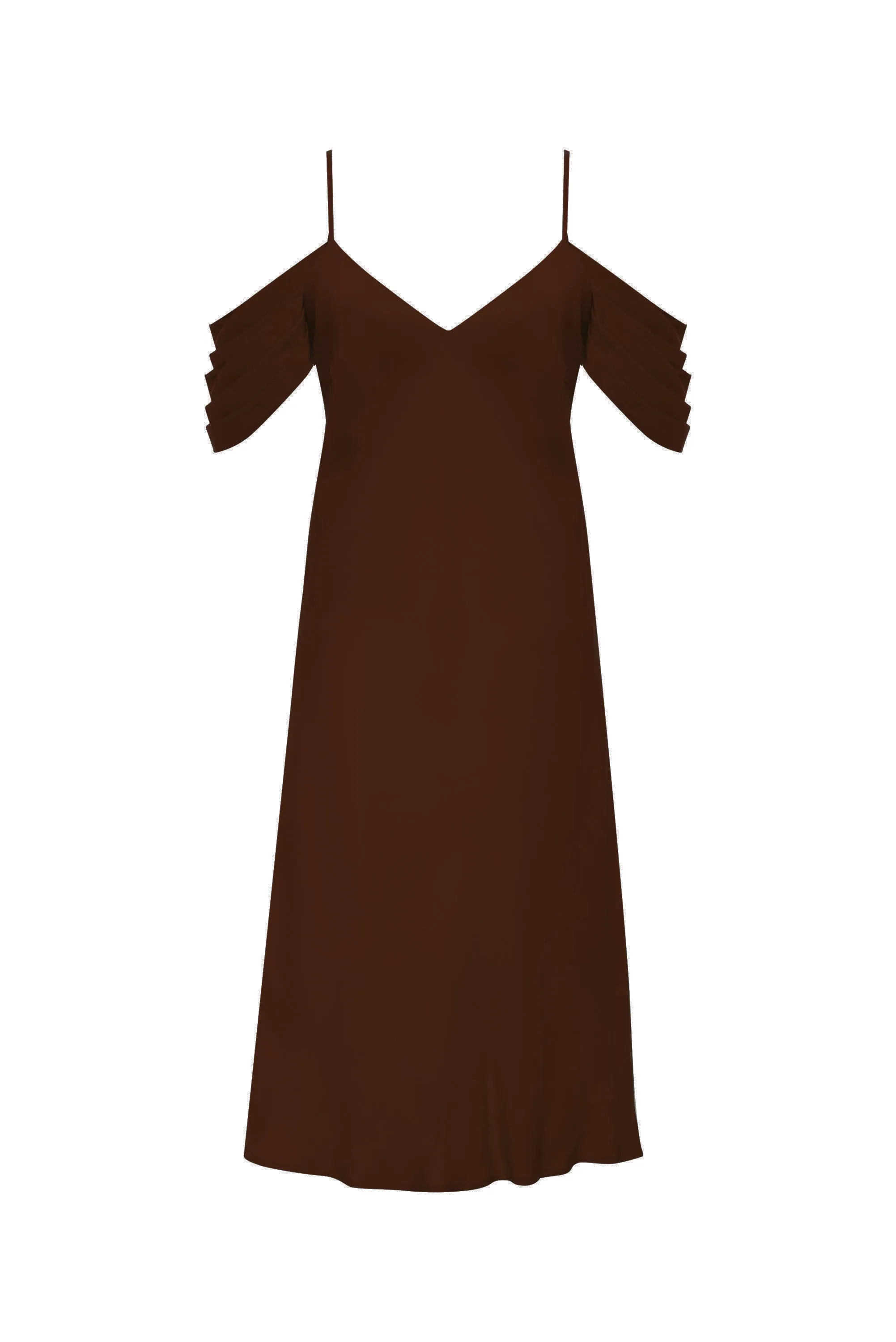 Noa Mid Length Slip Dress Dark Chocolate