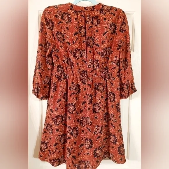 Nwot - Madewell 100% Silk Puff Sleeve Knee Lenght Dress Size XS