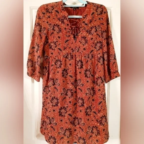 Nwot - Madewell 100% Silk Puff Sleeve Knee Lenght Dress Size XS