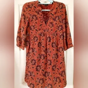 Nwot - Madewell 100% Silk Puff Sleeve Knee Lenght Dress Size XS