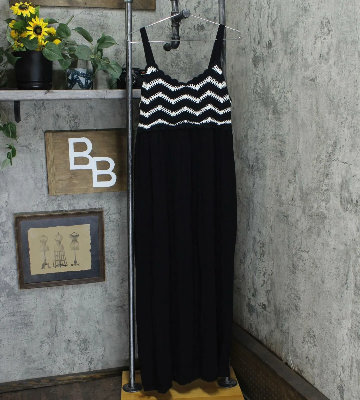 NWT Du Jour Women's Petite Sleeveless Crochet Bodice Maxi Dress Petite Large