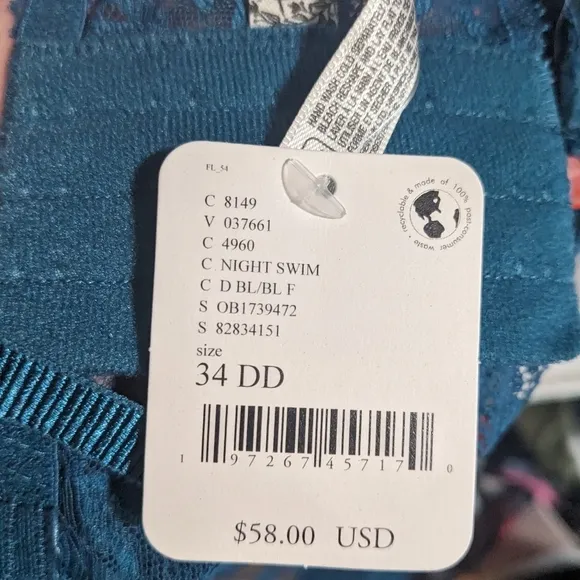 NWT Free People Intimately | Sorento Demi Longline Bra in Night Swim blue