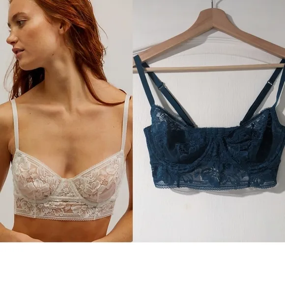 NWT Free People Intimately | Sorento Demi Longline Bra in Night Swim blue