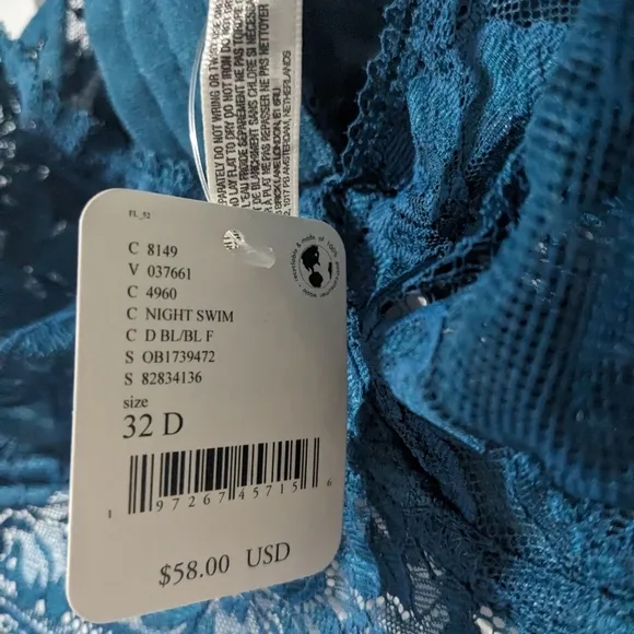 NWT Free People Intimately | Sorento Demi Longline Bra in Night Swim blue