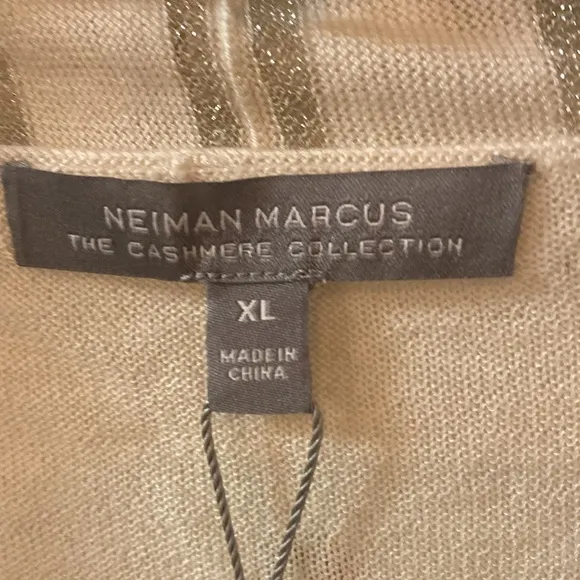 NWT Neiman Marcus Cashmere Collection Open Cardigan, 55% Silk, 20% Cashmere wool