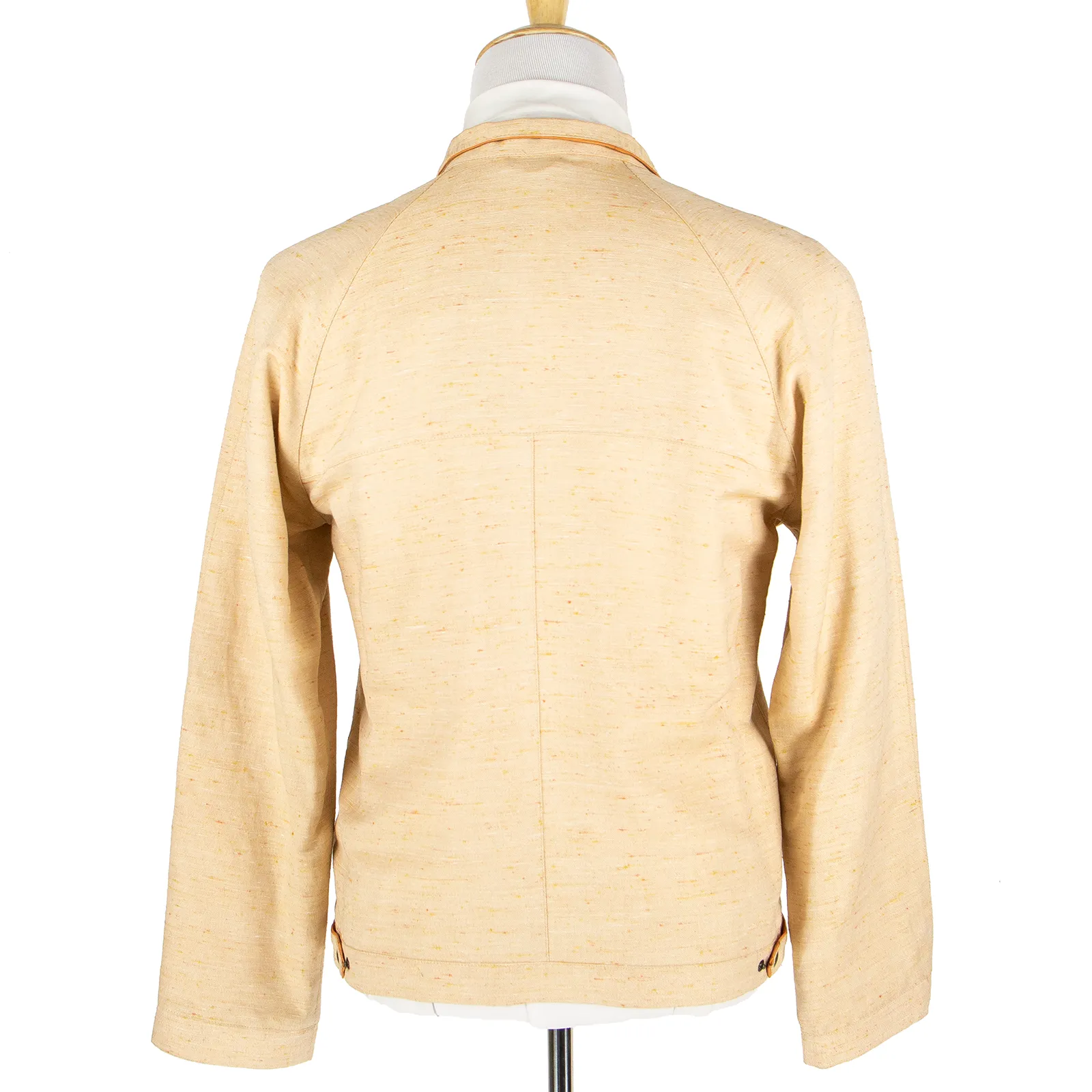 NWT Schiatti & Co. Peach Silk Linen Shantung Leather Trim Blouson Jacket