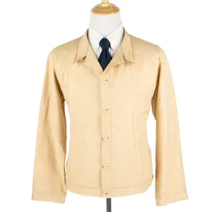 NWT Schiatti & Co. Peach Silk Linen Shantung Leather Trim Blouson Jacket