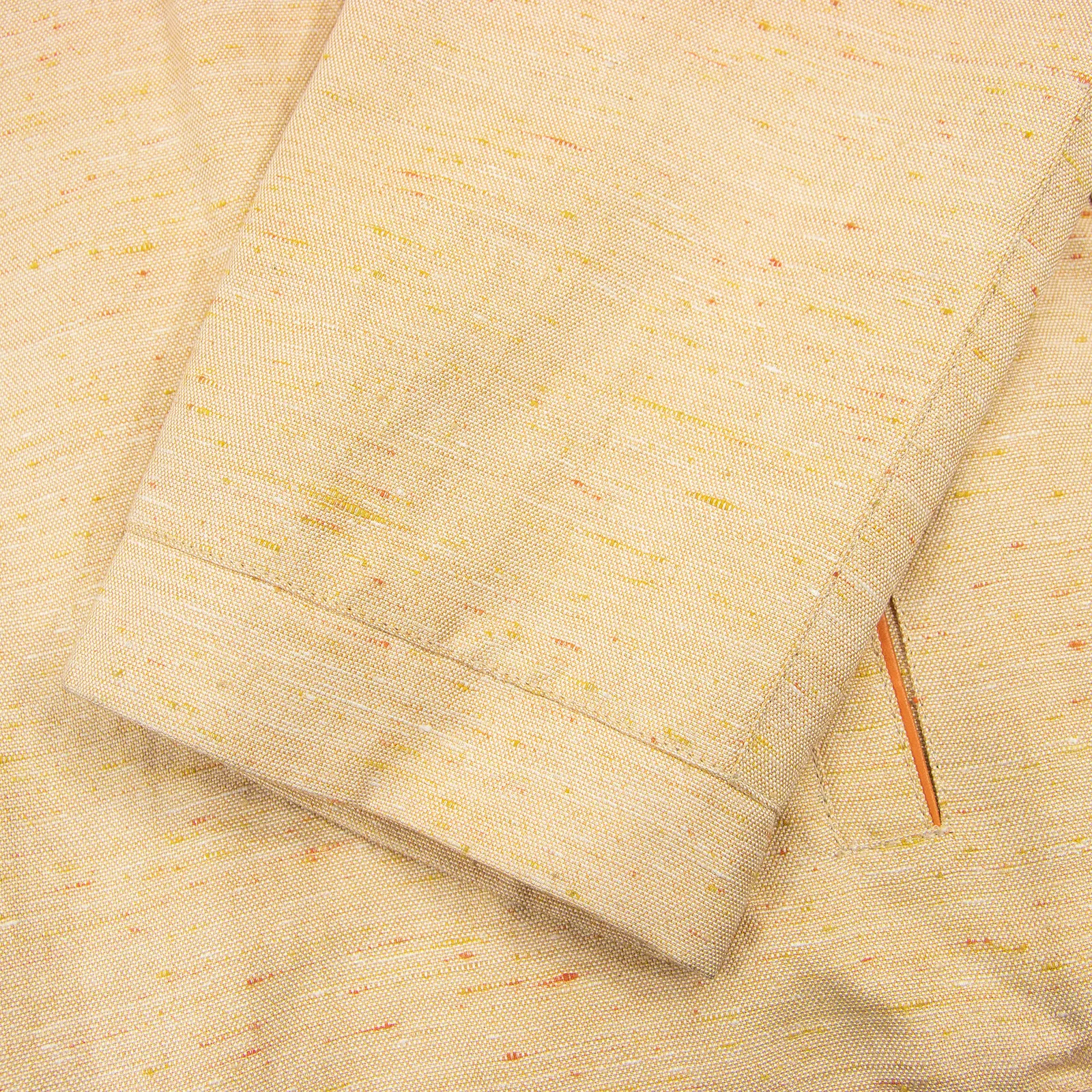 NWT Schiatti & Co. Peach Silk Linen Shantung Leather Trim Blouson Jacket