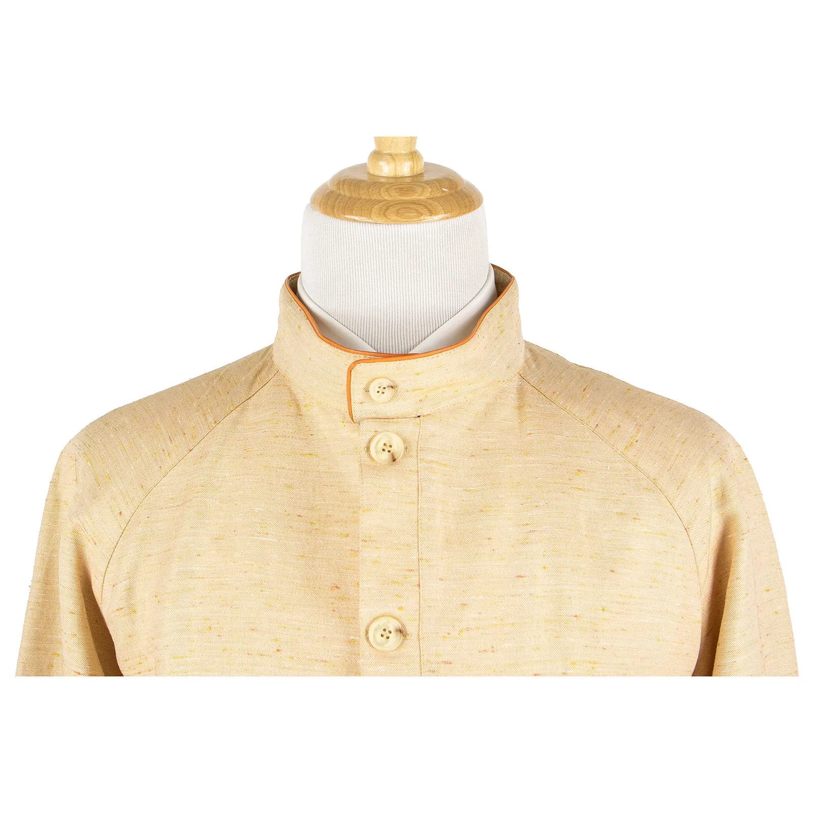 NWT Schiatti & Co. Peach Silk Linen Shantung Leather Trim Blouson Jacket