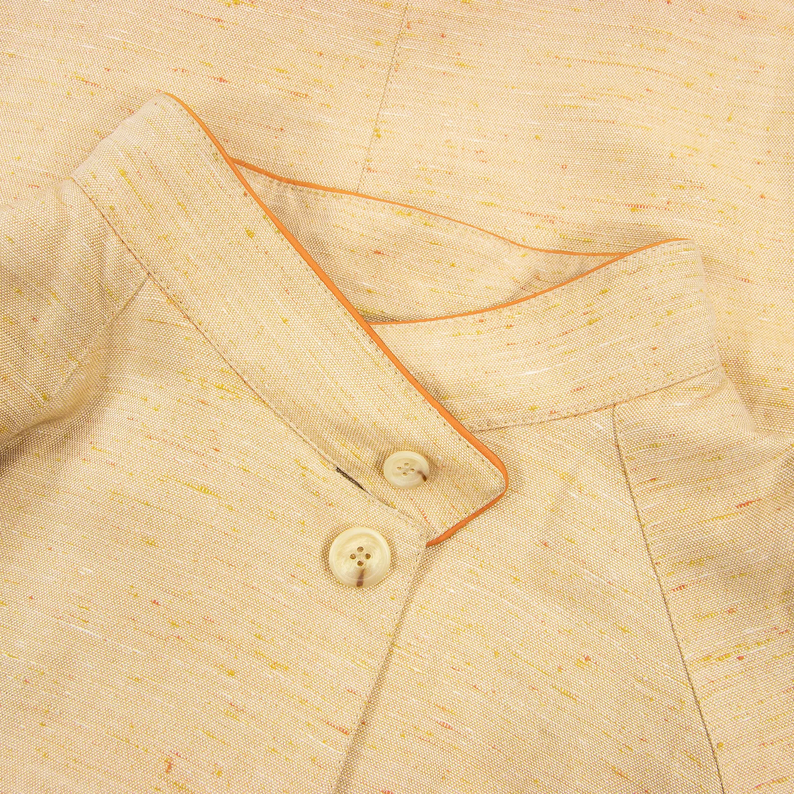 NWT Schiatti & Co. Peach Silk Linen Shantung Leather Trim Blouson Jacket