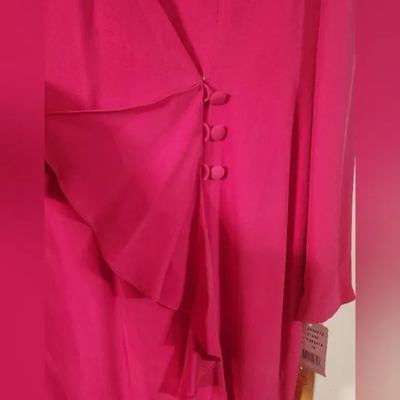 NWT - Vintage 90's Maggie London 100% Silk Fuschia Dress Size 14 (Flaw )