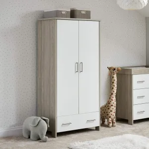 Obaby Nika Double Wardrobe - Grey Wash with White