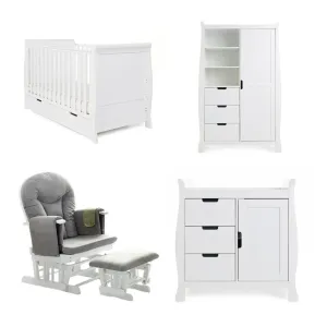 OBABY Stamford Classic 3 Piece Room Set & Glider Chair - White
